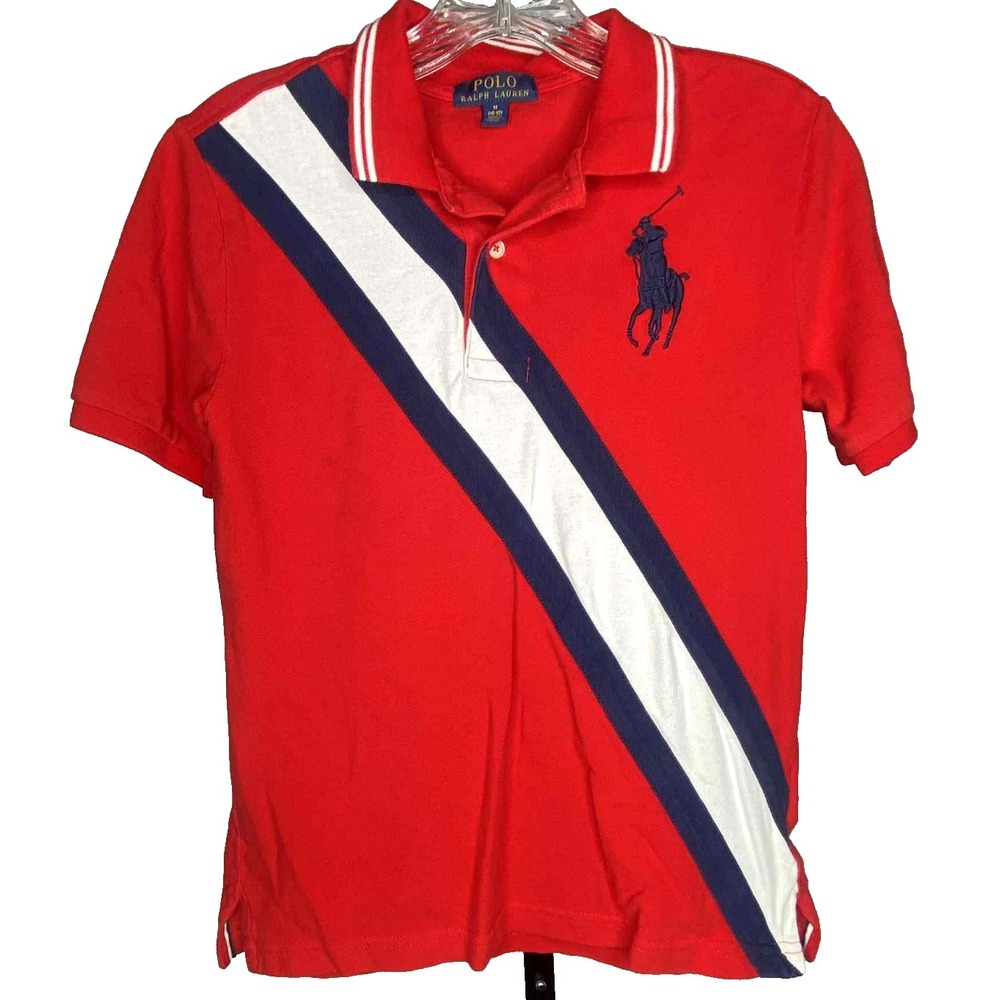 Polo Ralph Lauren Polo Shirt American Flag Big Pony Kids Size Medium 10-12 prep